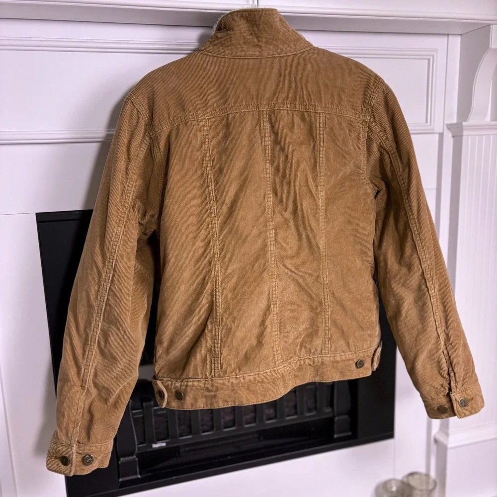 Carhartt Sherpa Lined Corduroy Jacket Women's‎ Small Tan Trucker Coat Work Wear